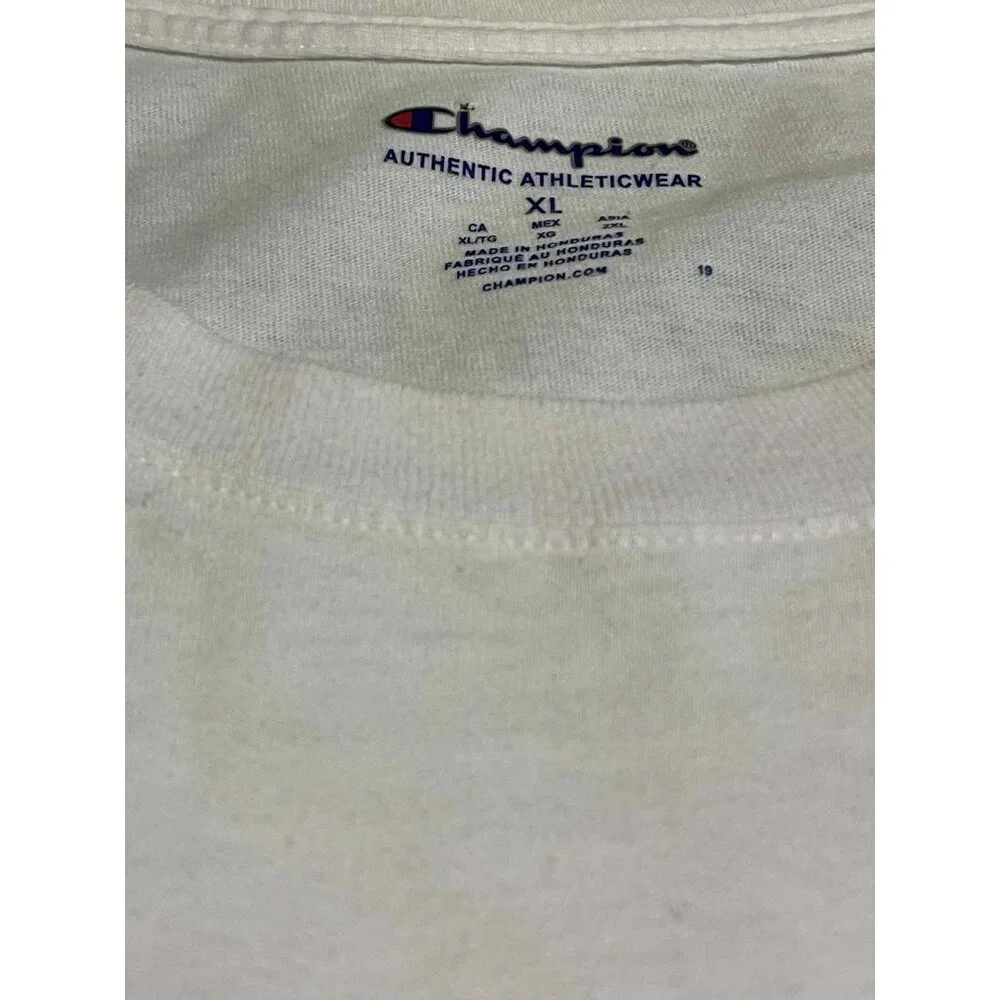 Champion‎ Shirt Mens XL White Spell Out Logo Authentic Athleticwear Classic Tee